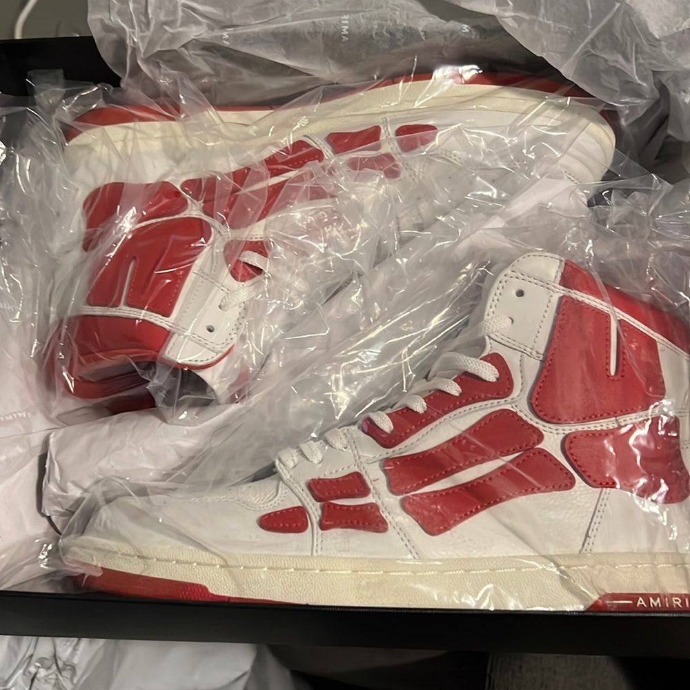 AMIRI White & Red Skel Top Hi Sneakers size 46 / 12
